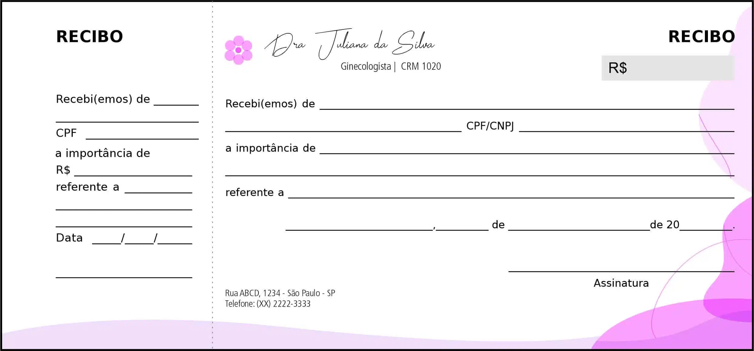 Recibo com Canhoto Ginecologia Albuquerque
