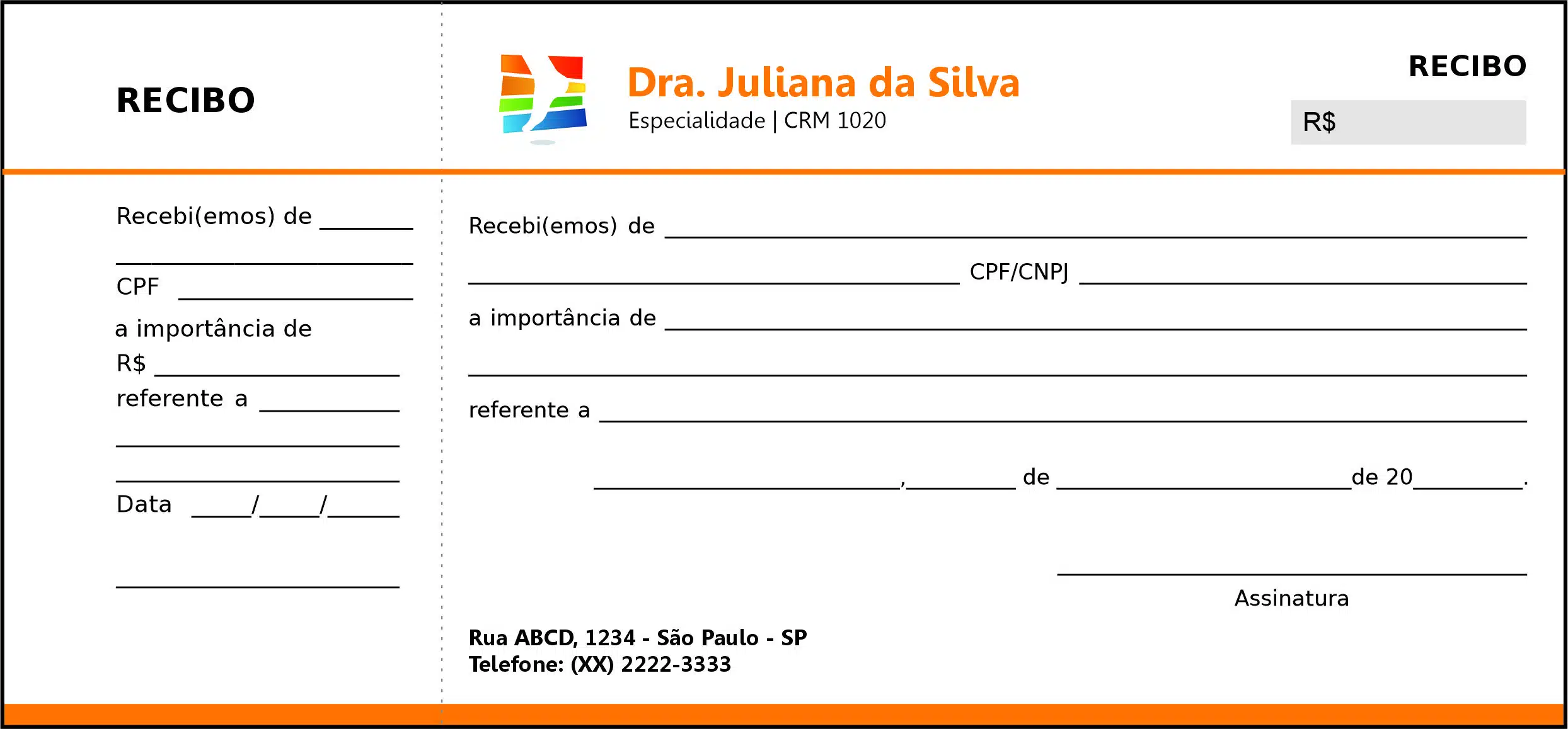 Recibo com Canhoto Ortopedia Lárissa
