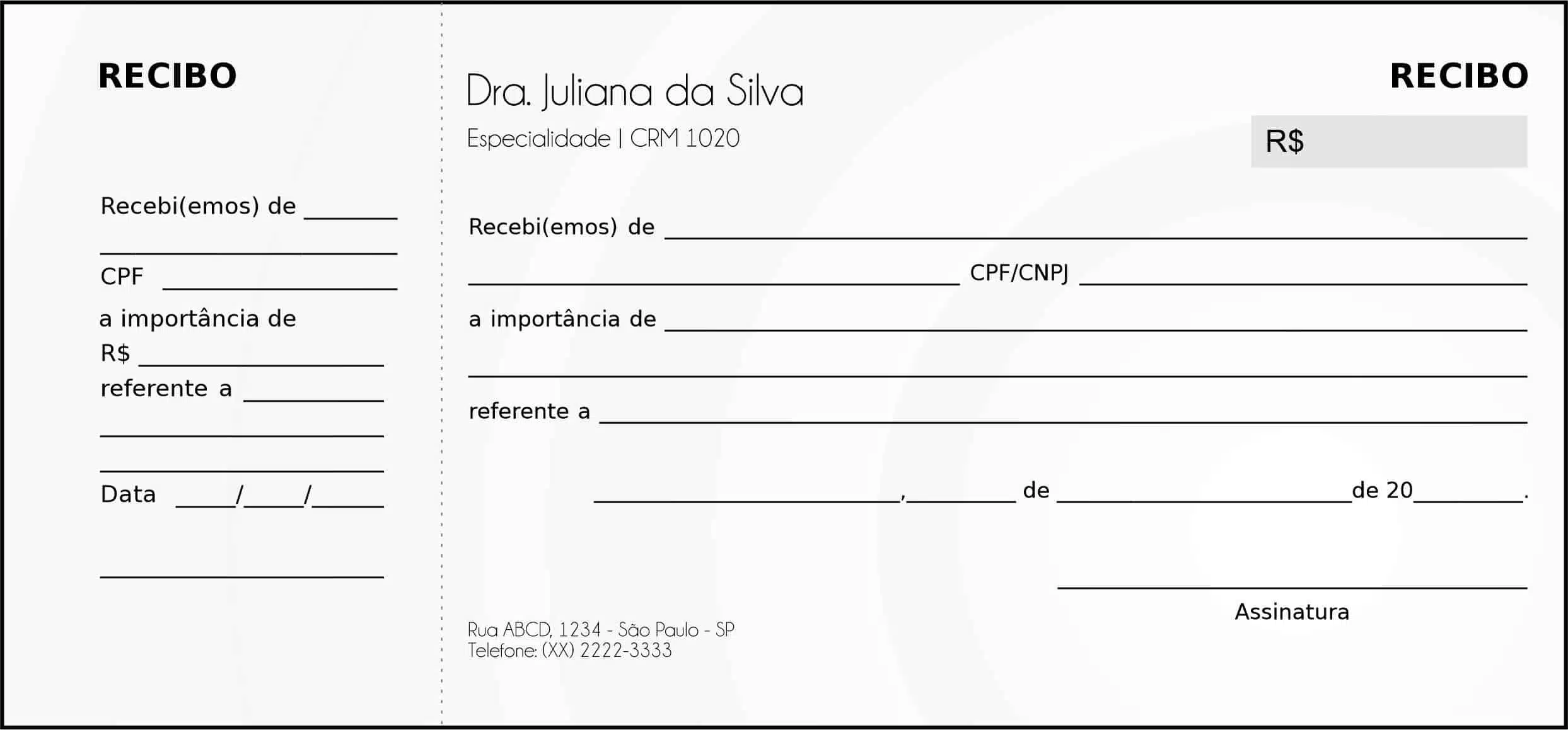 Recibo com Canhoto Otorrinolaringologista Seville