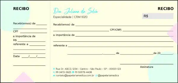 Recibo com Canhoto Pediatria Cracóvia Recibo com Canhoto Pediatria Cracóvia