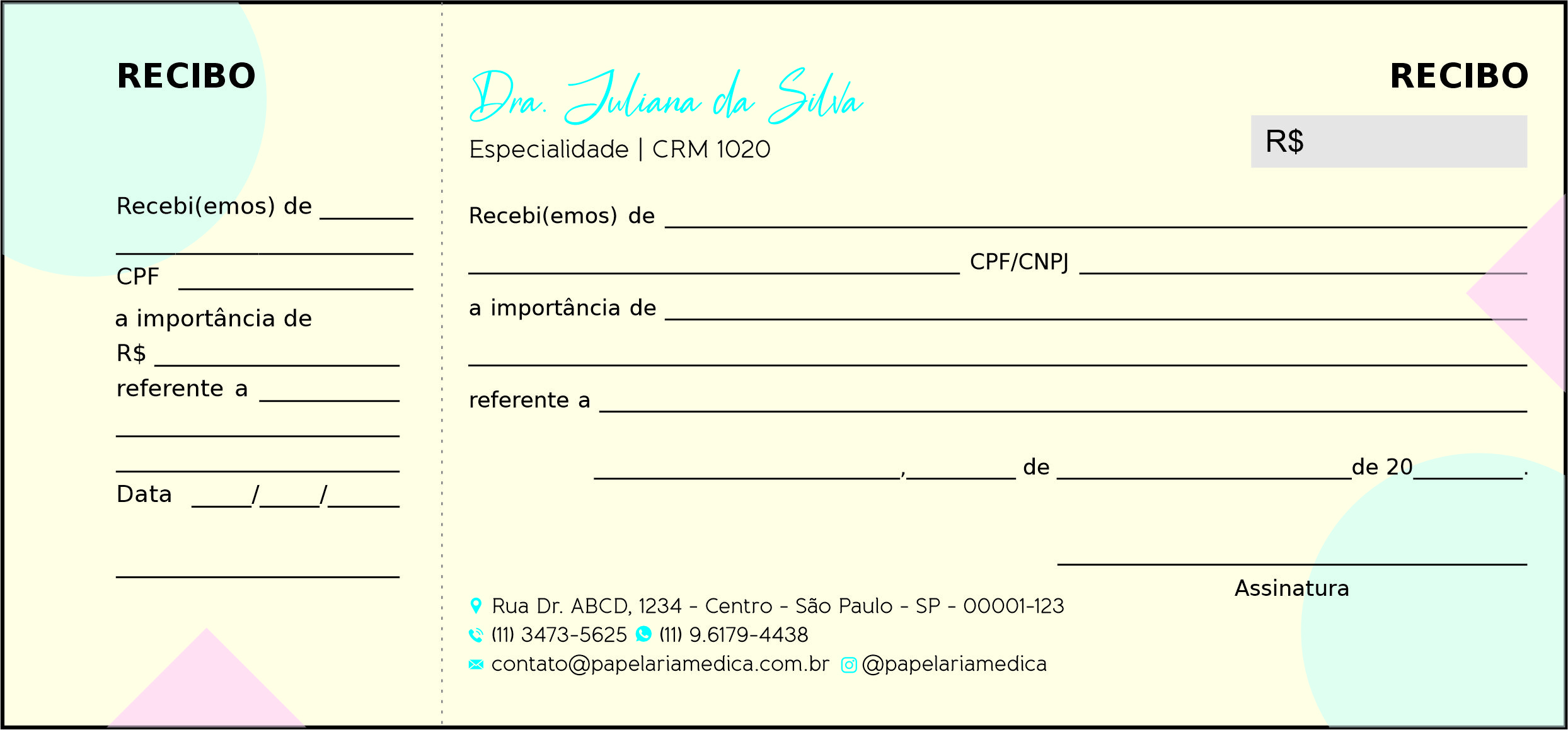 Recibo com Canhoto Pediatria Cracóvia