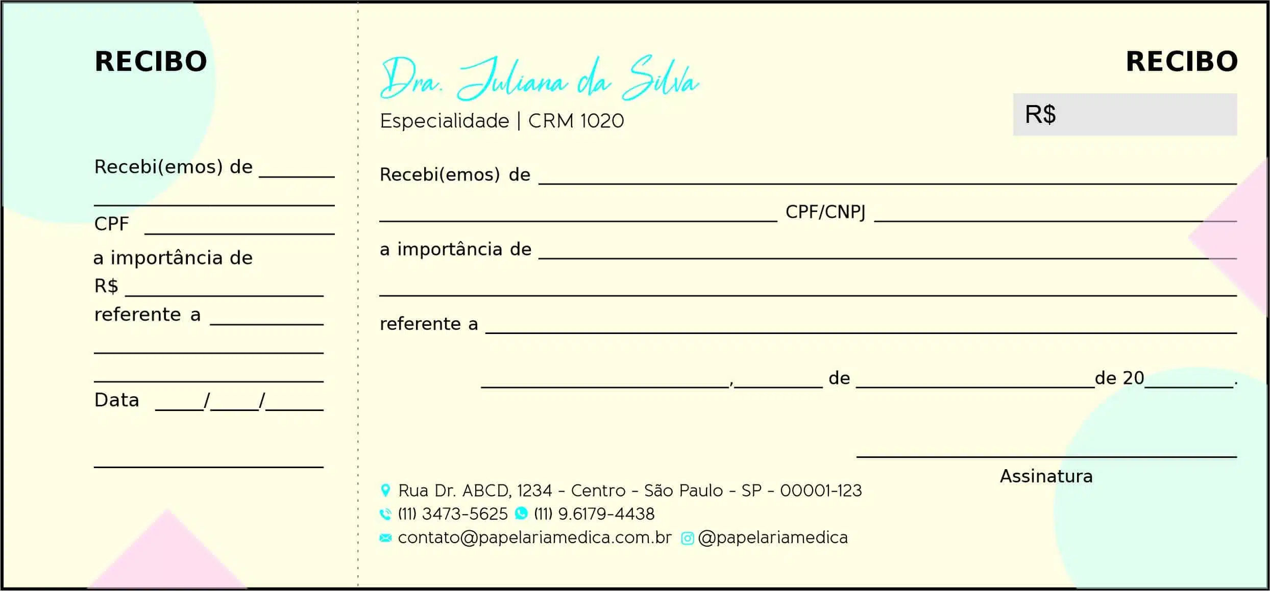 Recibo com Canhoto Pediatria Cracóvia