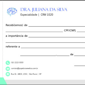 Recibo com Canhoto Psiquiatra e Neurologista Leeds