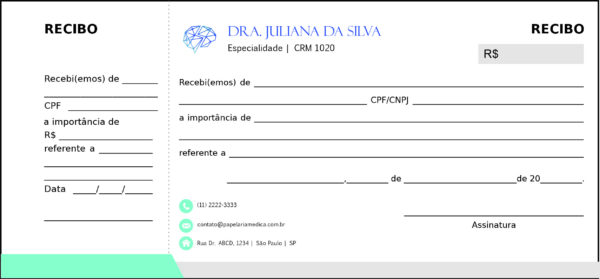 Recibo com Canhoto Psiquiatra e Neurologista Leeds Recibo com Canhoto Psiquiatra e Neurologista Leeds
