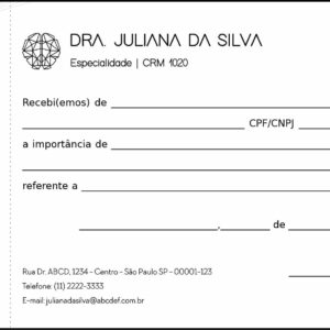 Recibo com Canhoto Psiquiatra e Neurologista Milan