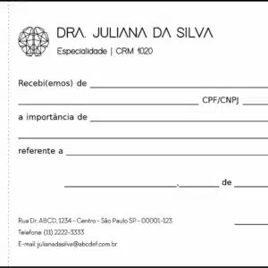 Recibo com Canhoto Psiquiatra e Neurologista Milan