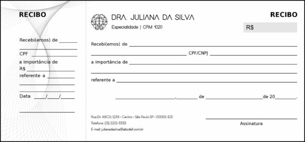 Recibo com Canhoto Psiquiatra e Neurologista Milan Recibo com Canhoto Psiquiatra e Neurologista Milan