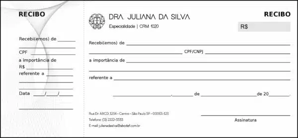 Recibo com Canhoto Psiquiatra e Neurologista Milan Recibo com Canhoto Psiquiatra e Neurologista Milan