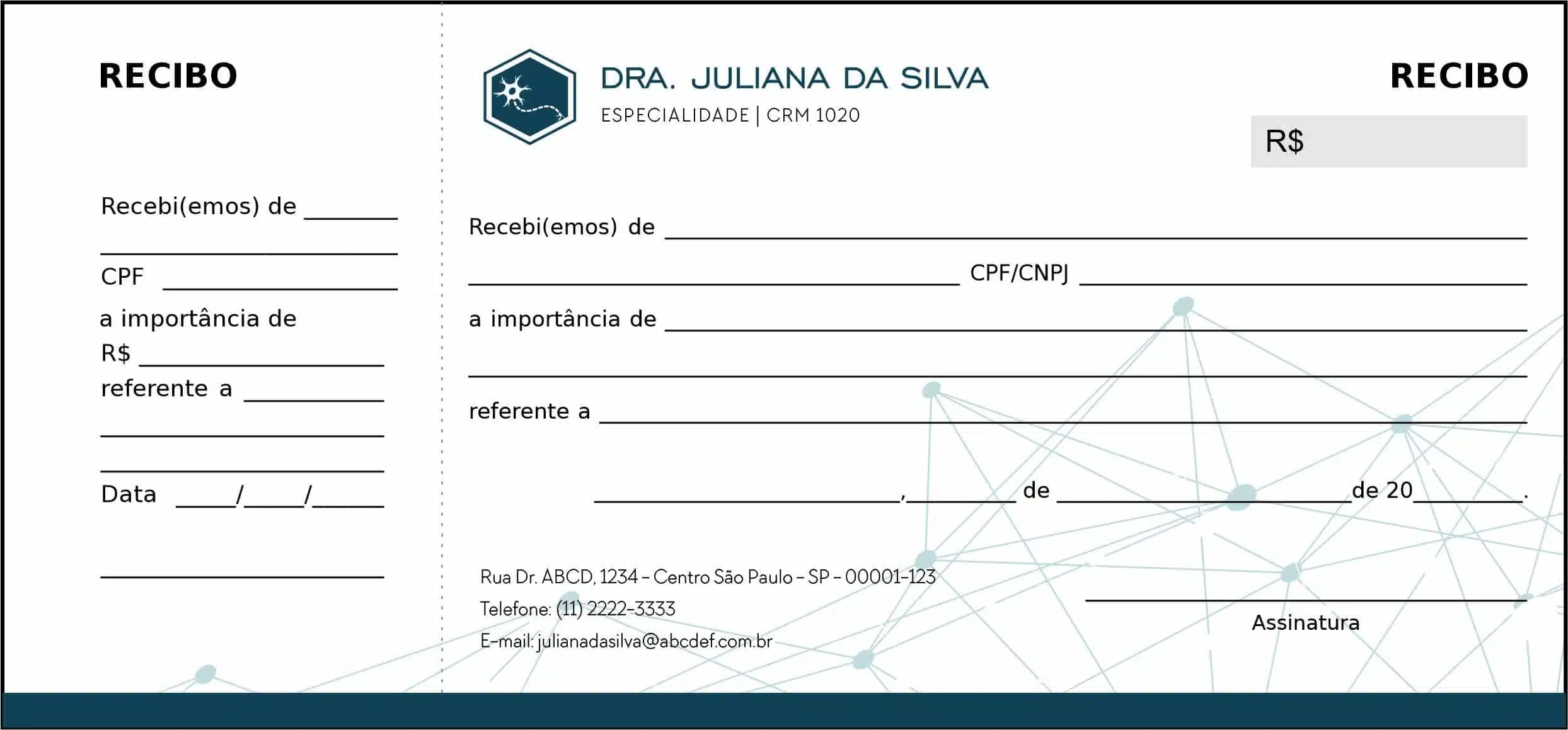 Recibo com Canhoto Psiquiatra e Neurologista Palermo