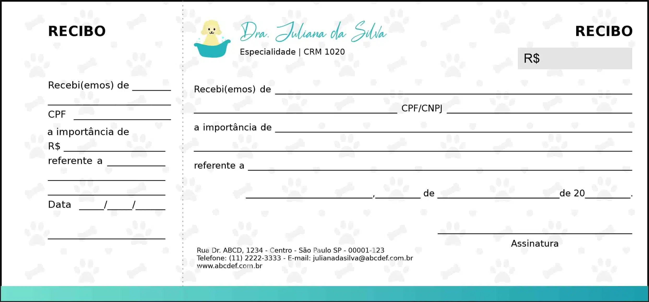 Recibo com Canhoto Veterinário Enns