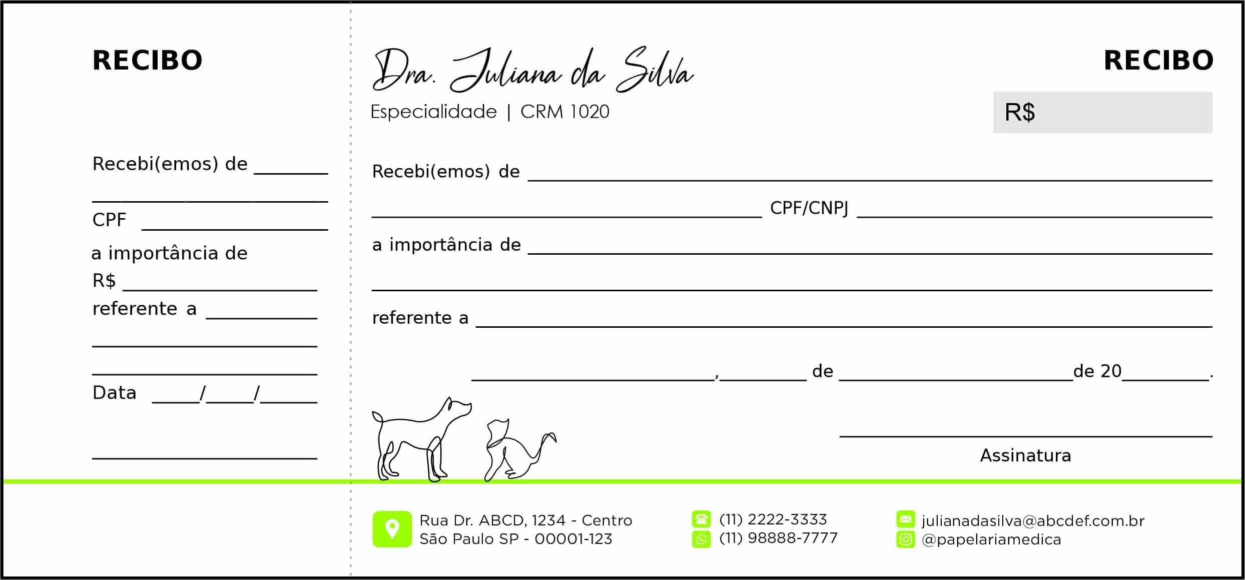 Recibo com Canhoto Veterinário Leobens