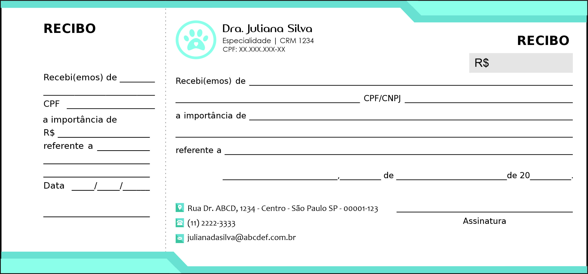 Recibo com Canhoto Veterinário Traun