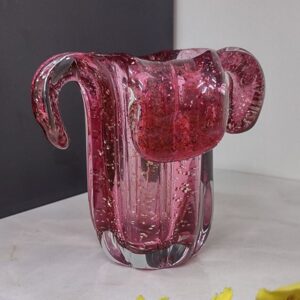 Vaso de Vidro Rosa e Dourado – Um Toque de Elegância e Brilho para Seu Ambiente - Imagem 1