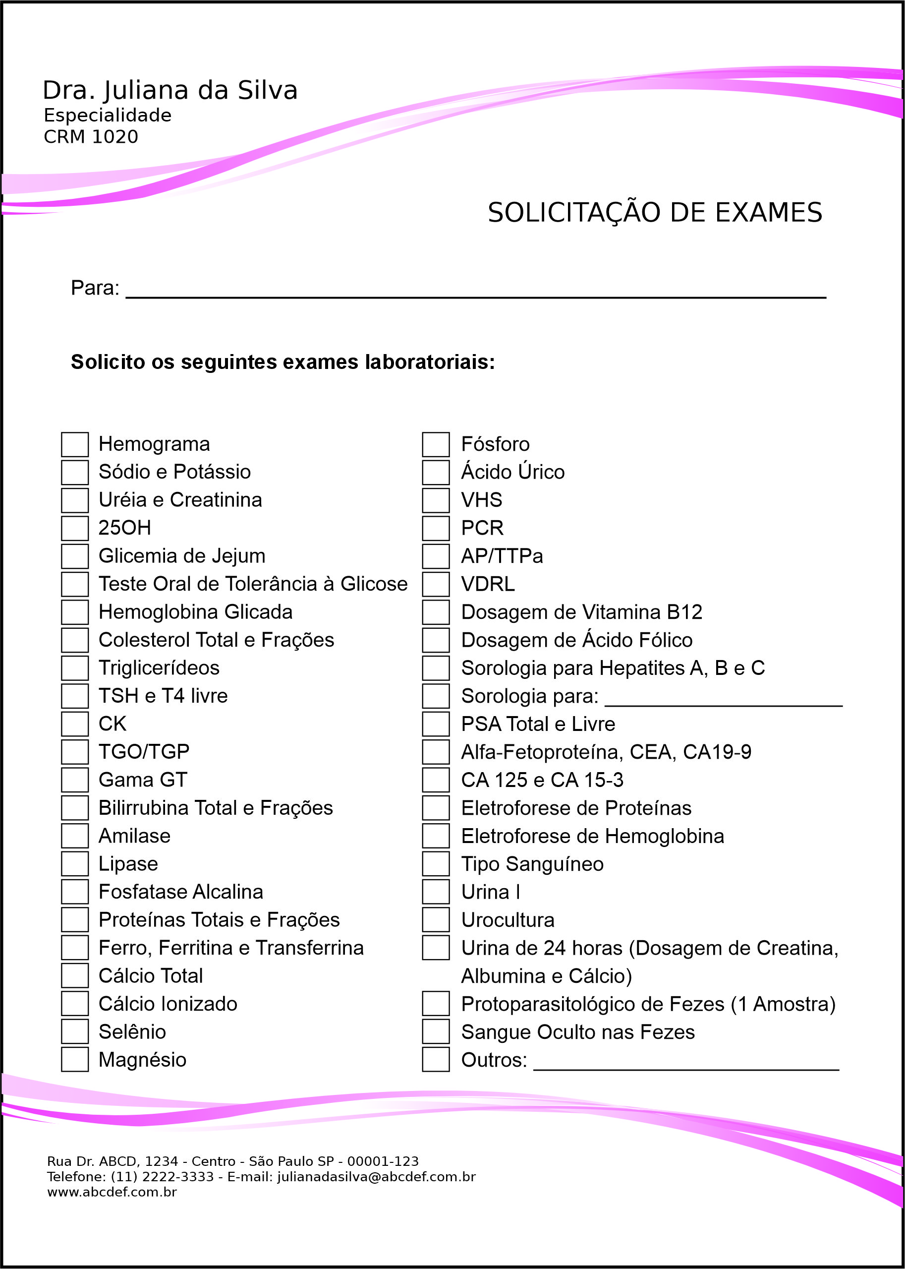 Solicitação de Exames Clínica Geral Berenice II