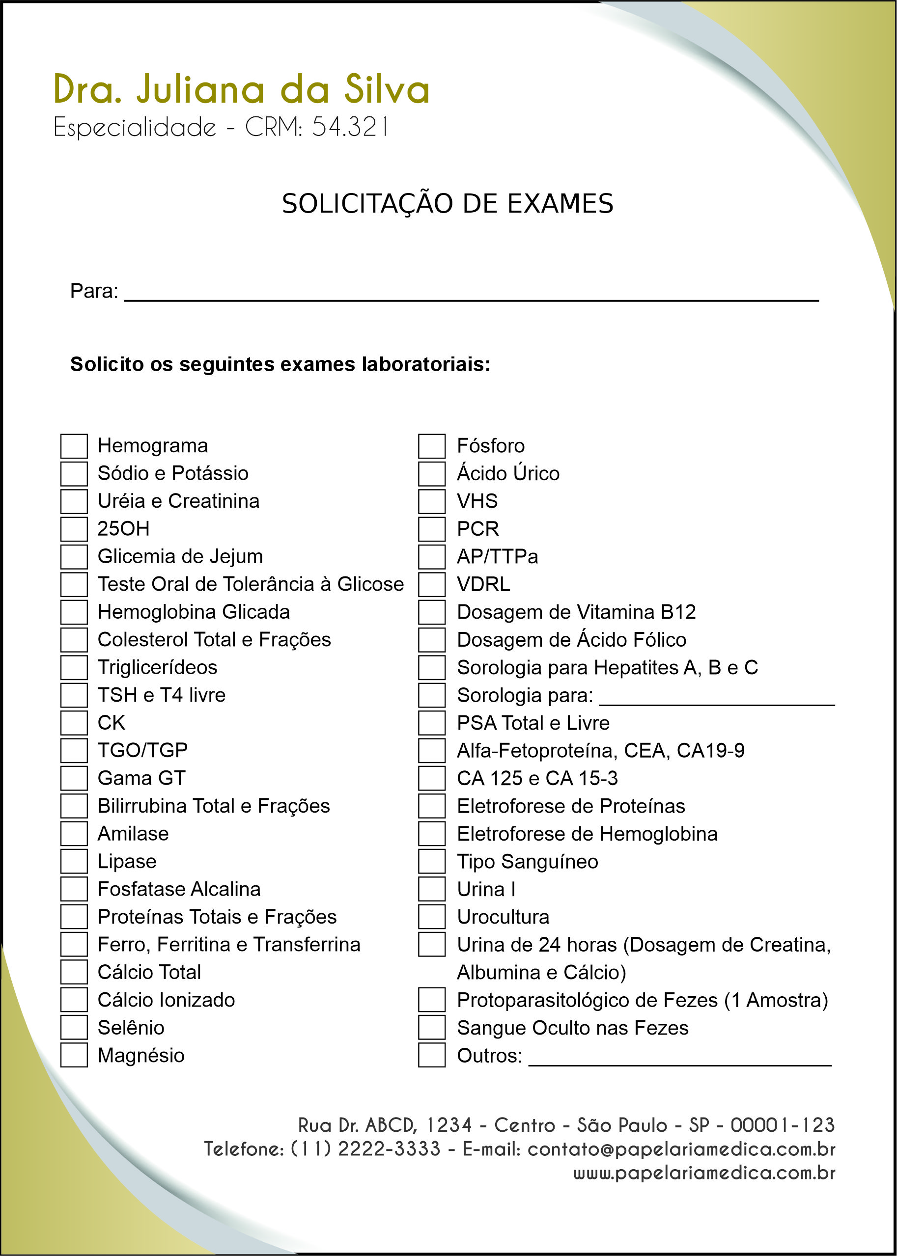 Solicitação de Exames Clínica Geral Porto Said