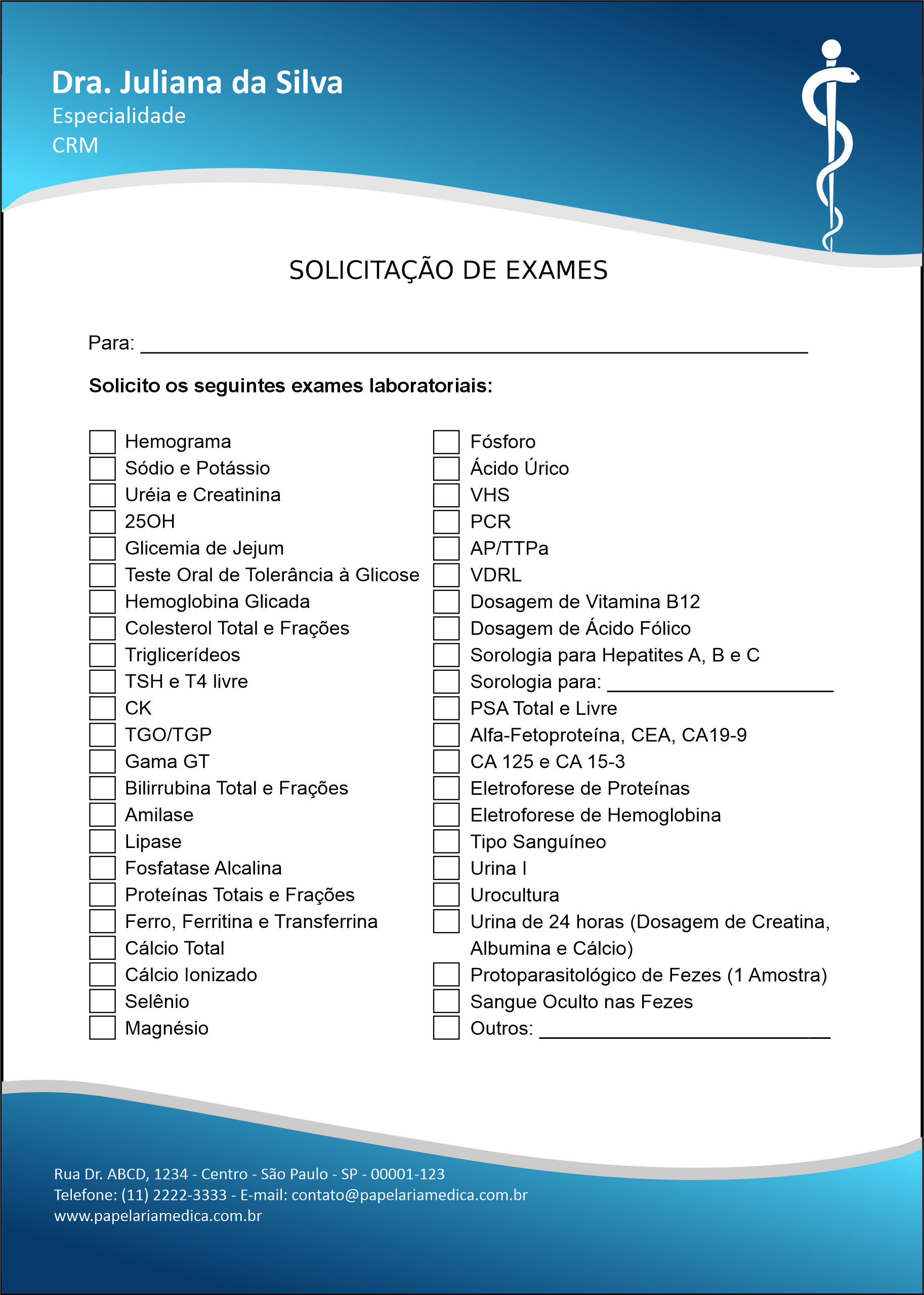 Solicitação de Exames Clínica Geral Hurghada