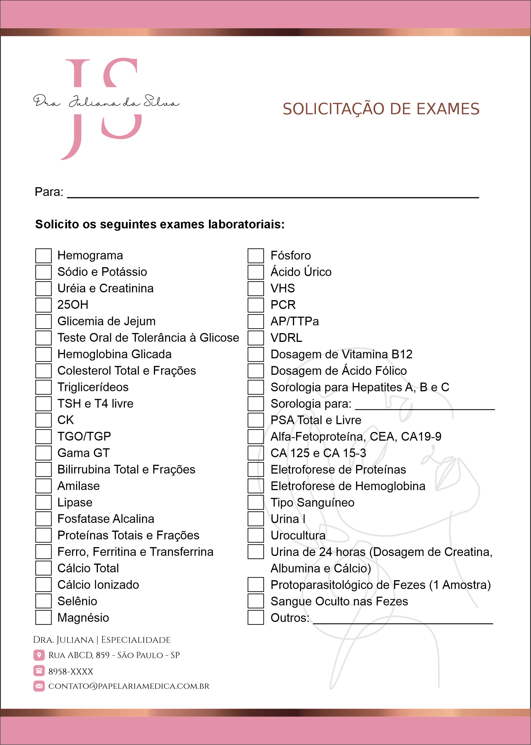 Solicitação de Exames Dermatologista Windsor