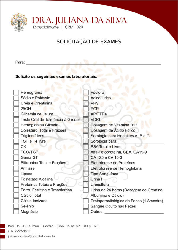 Solicitação de Exames Geriatria Malard