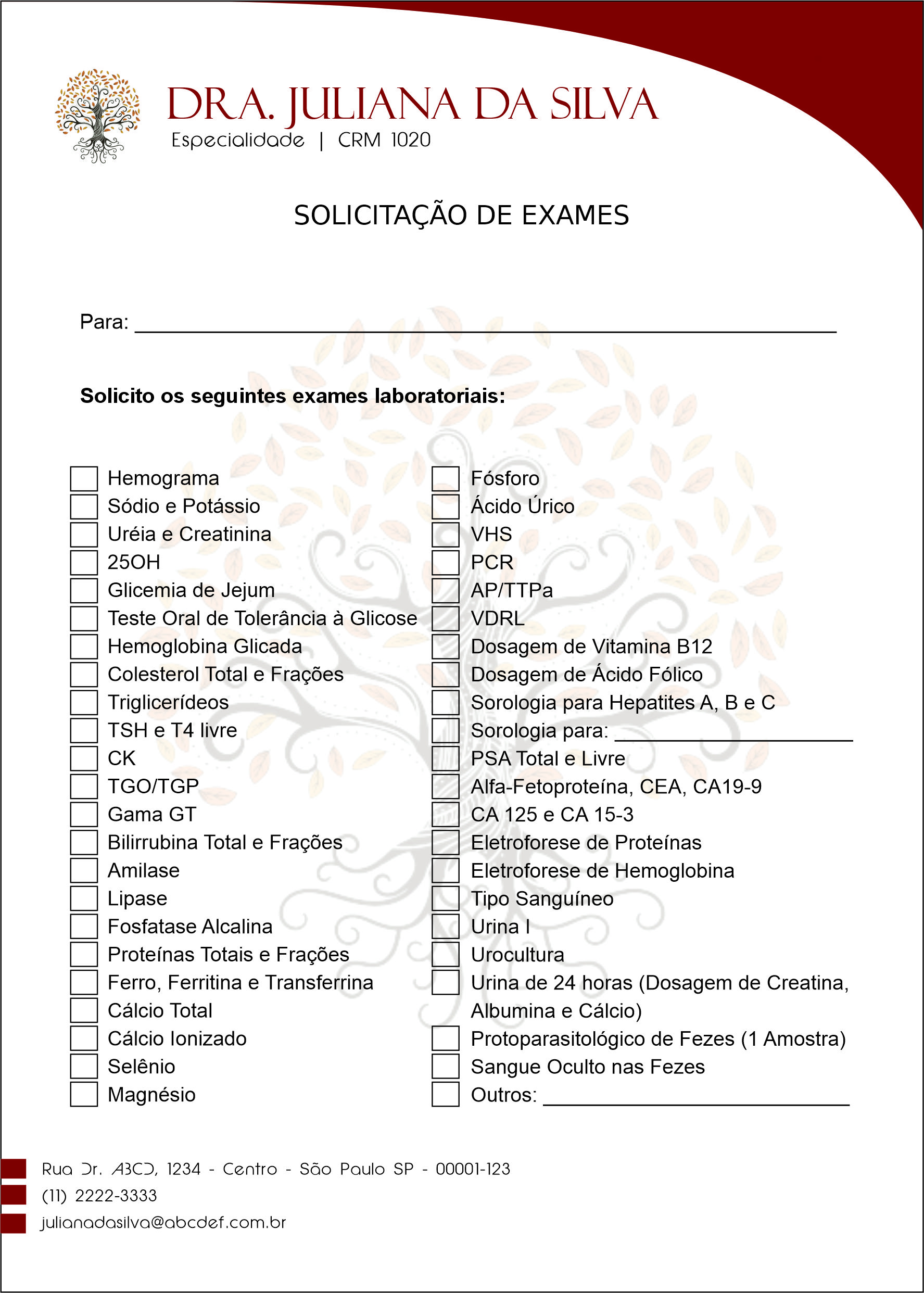 Solicitação de Exames Geriatria Malard