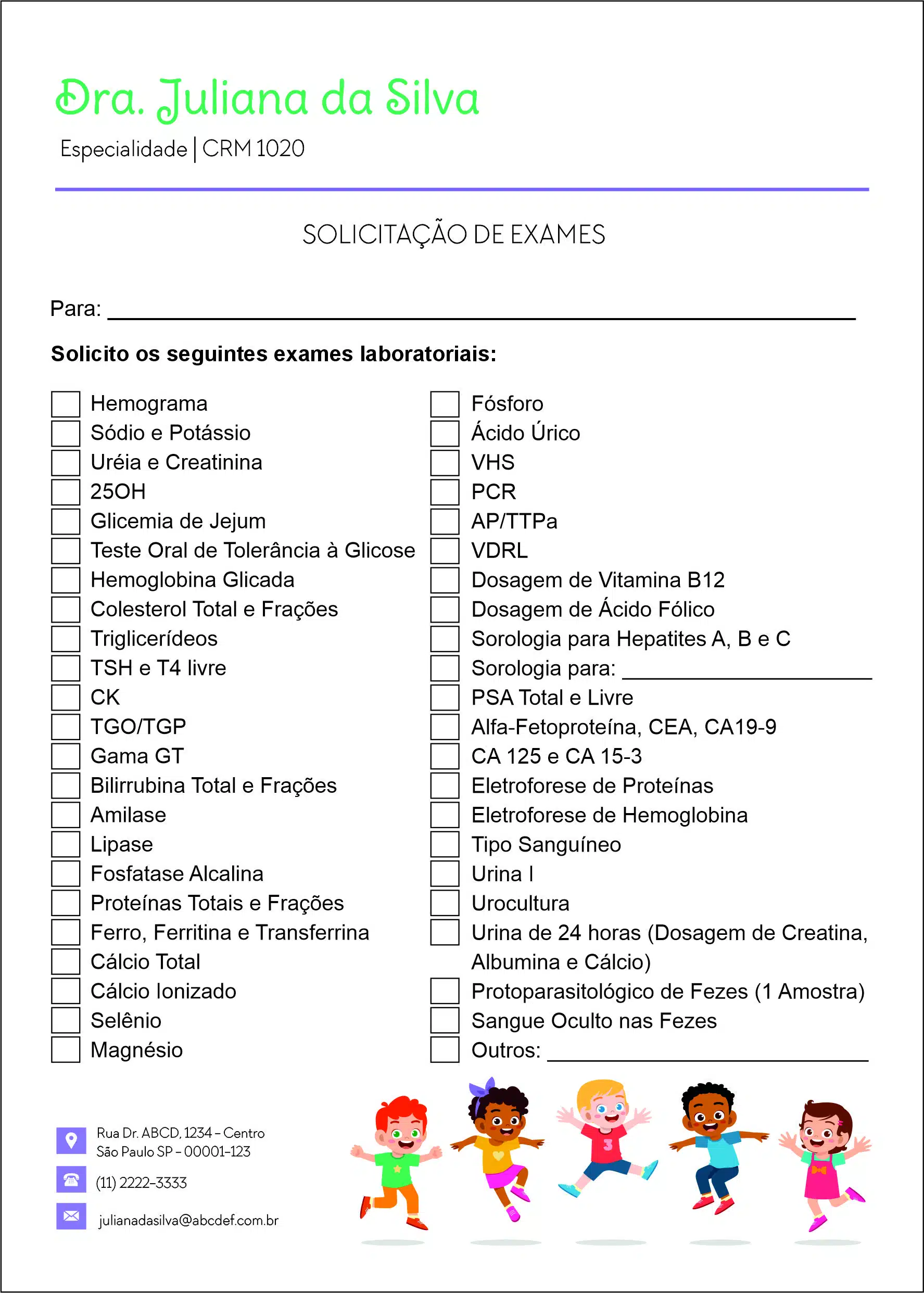 Solicitação de Exames Pediatra Opole