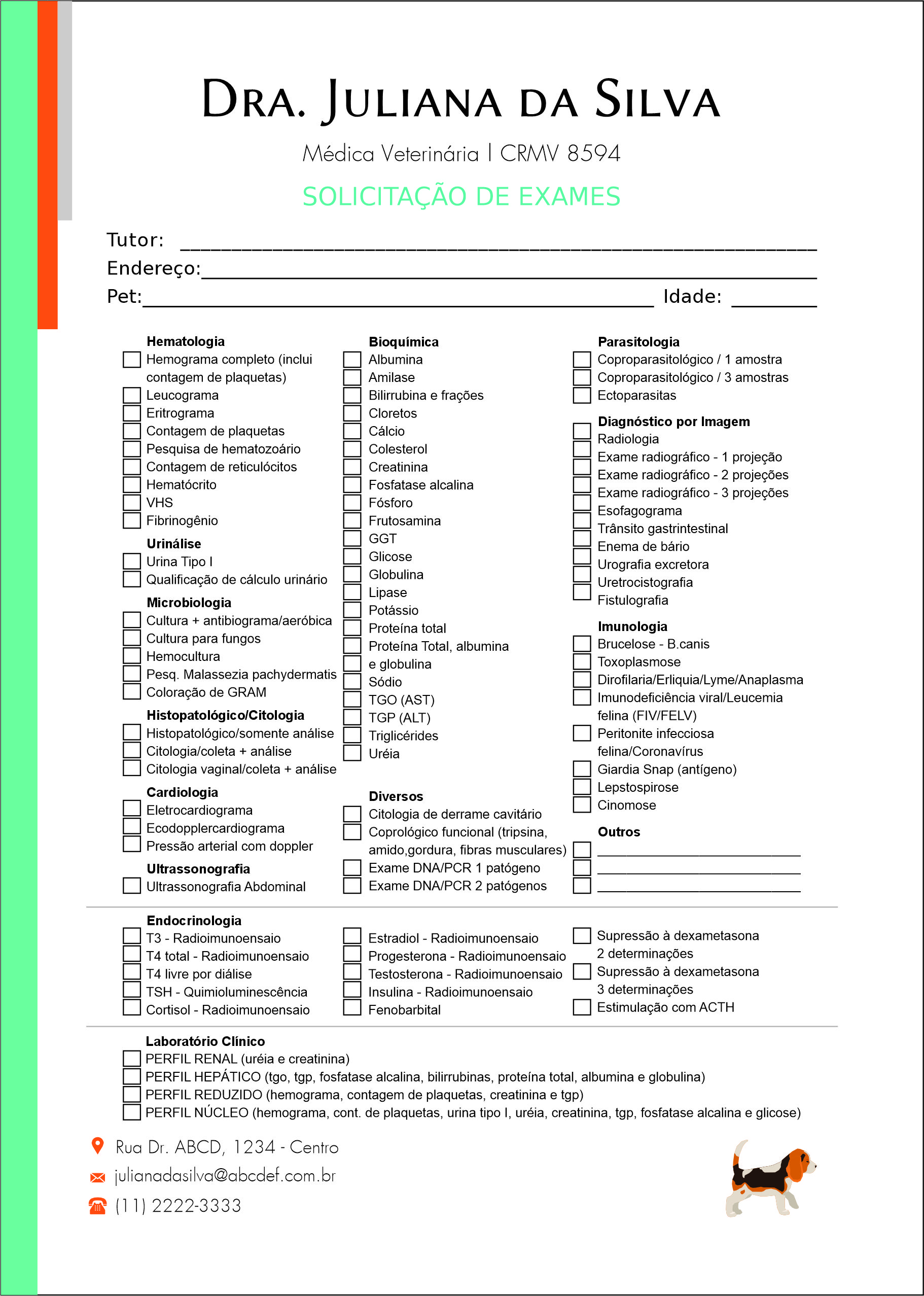 Solicitação de Exames Veterinária Bludenz