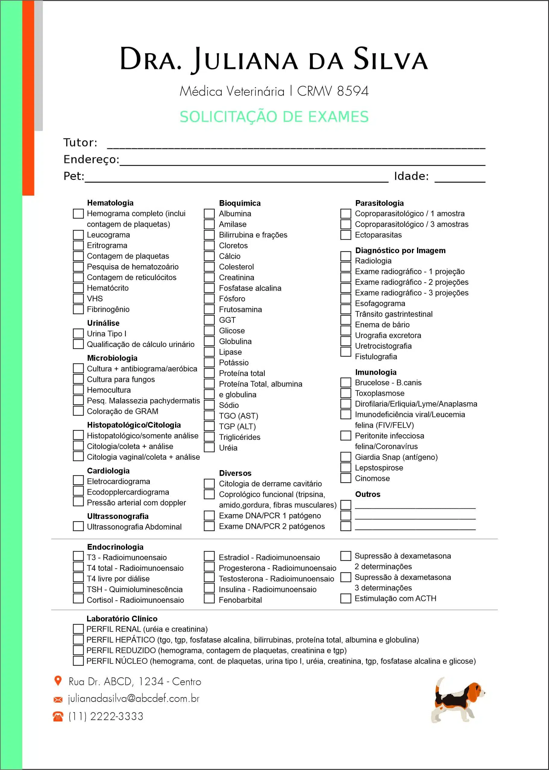Solicitação de Exames Veterinária Bludenz