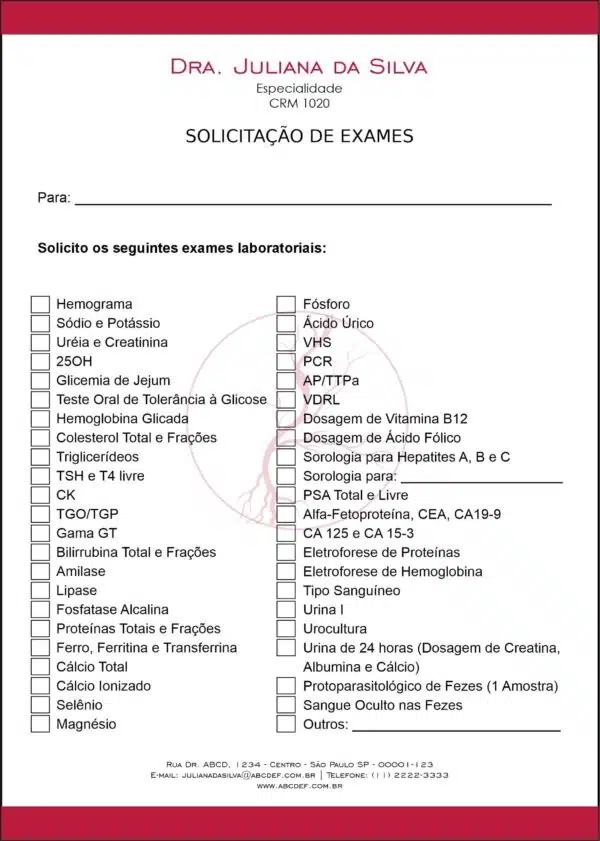 Solicitação de Exames Angiologia e Vascular Antuérpia Solicitação de Exames Angiologia e Vascular Antuérpia