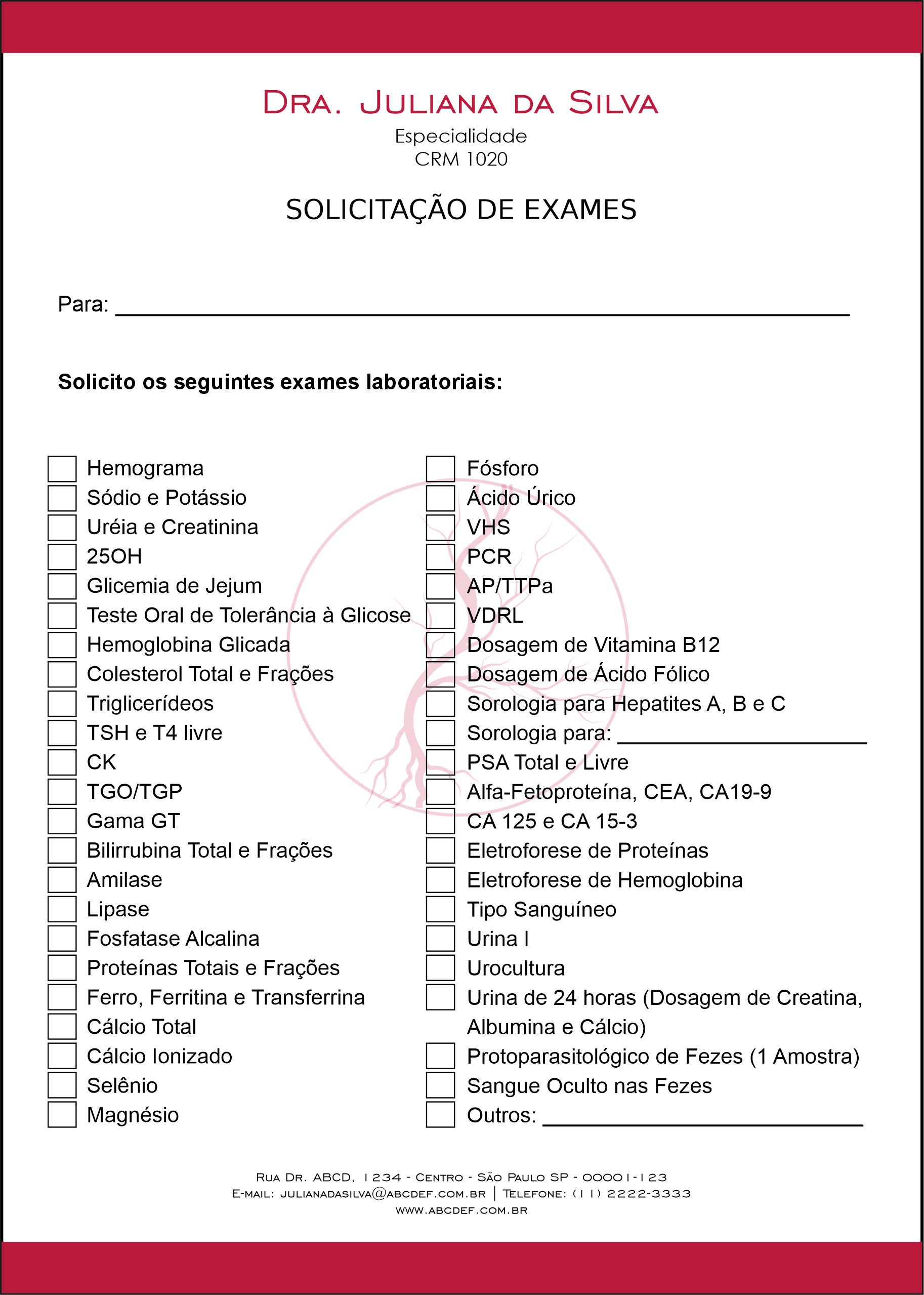 Solicitação de Exames Angiologia e Vascular Antuérpia
