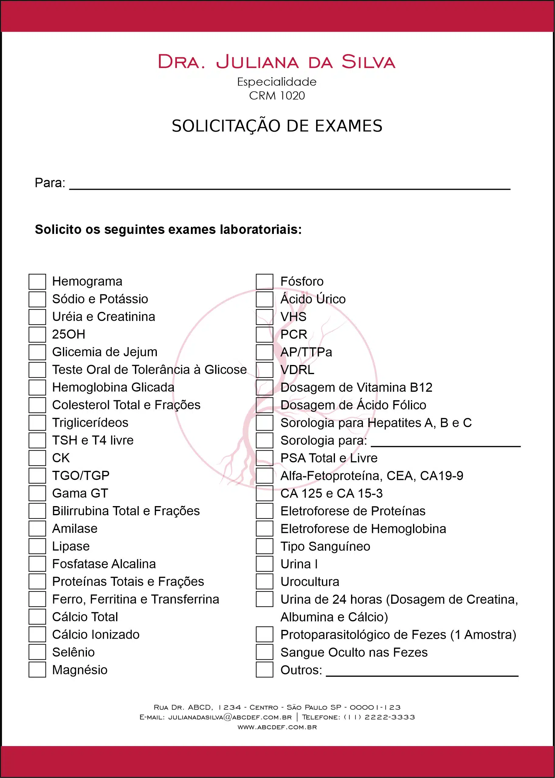 Solicitação de Exames Angiologia e Vascular Antuérpia