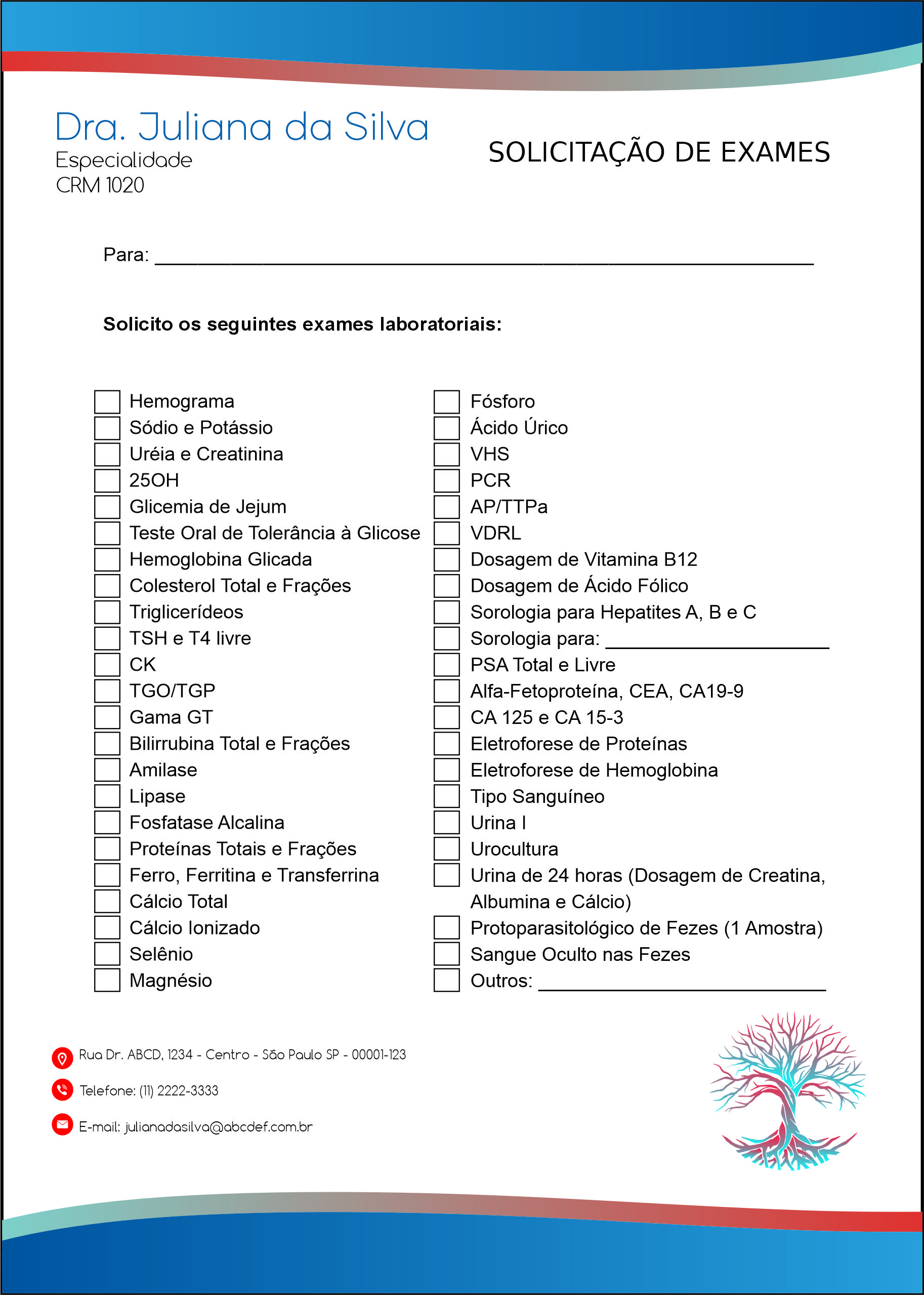 Solicitação de Exames Angiologia e Vascular Bruges