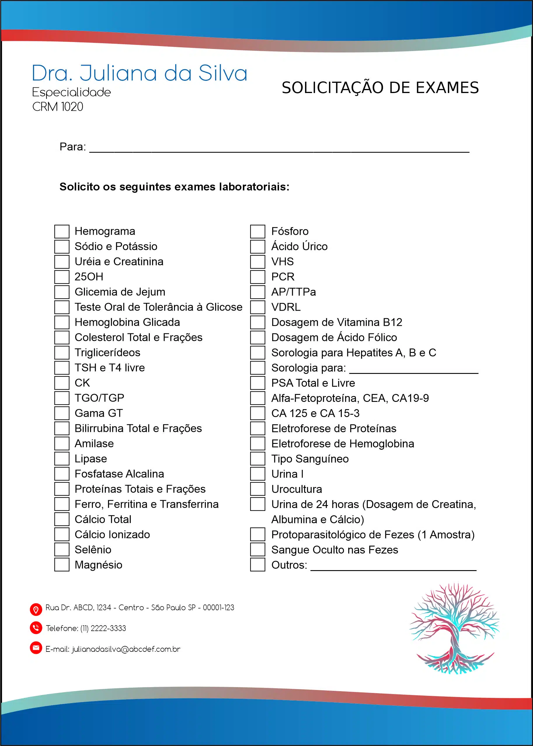 Solicitação de Exames Angiologia e Vascular Bruges