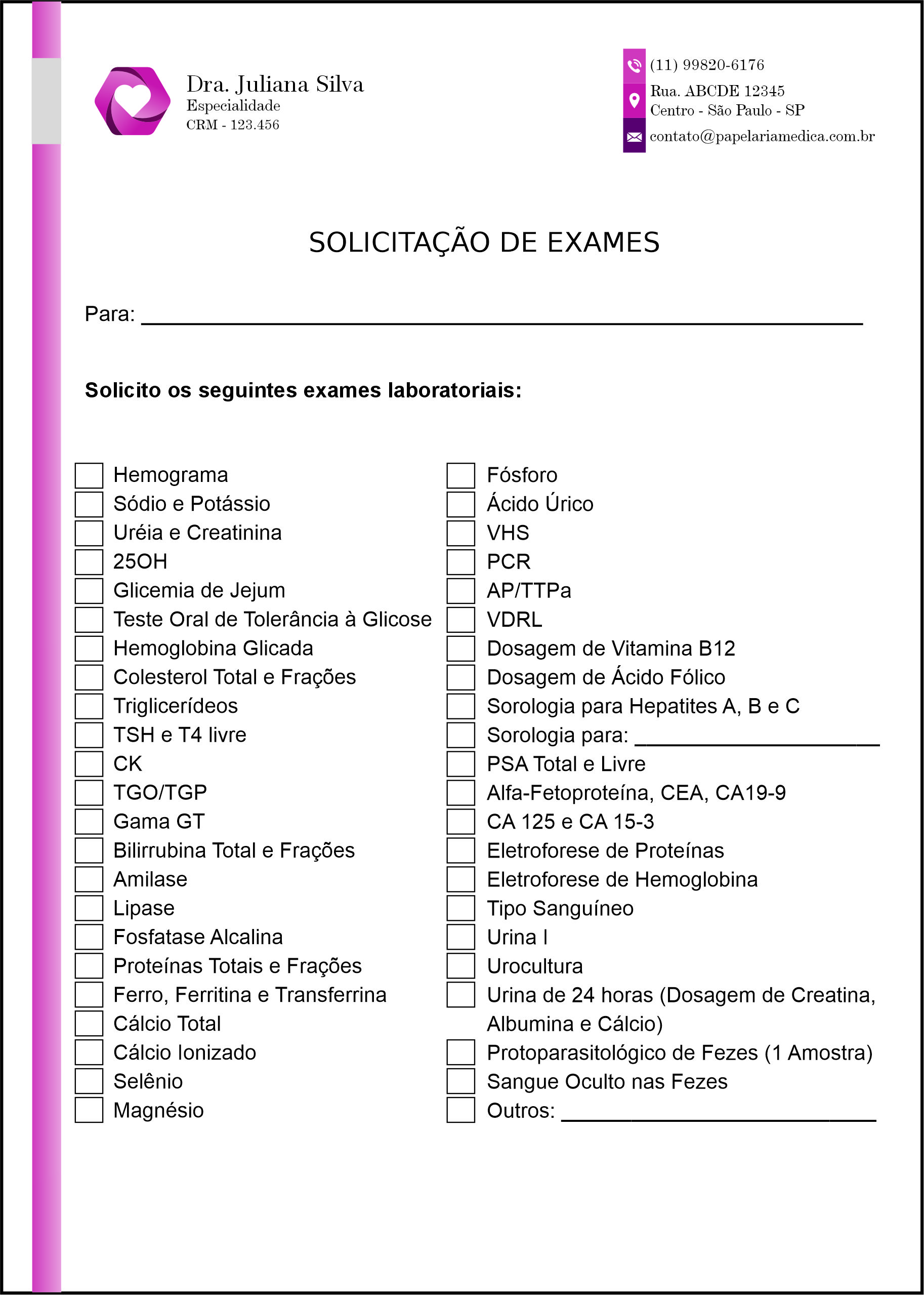 Solicitação de Exames Cardiologista Breda