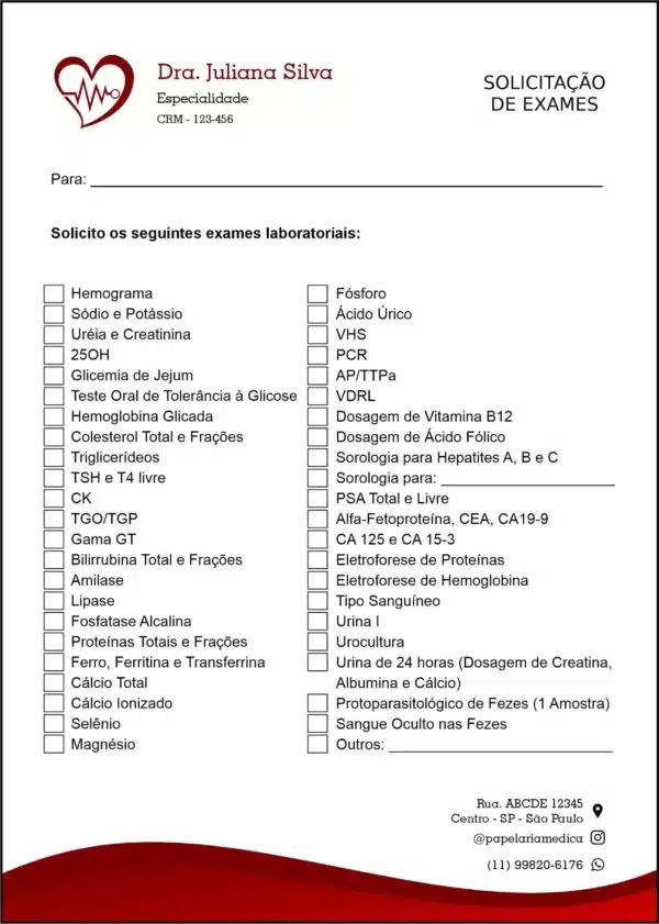 Solicitação de Exames Cardiologista Wessem Solicitação de Exames Cardiologista Wessem