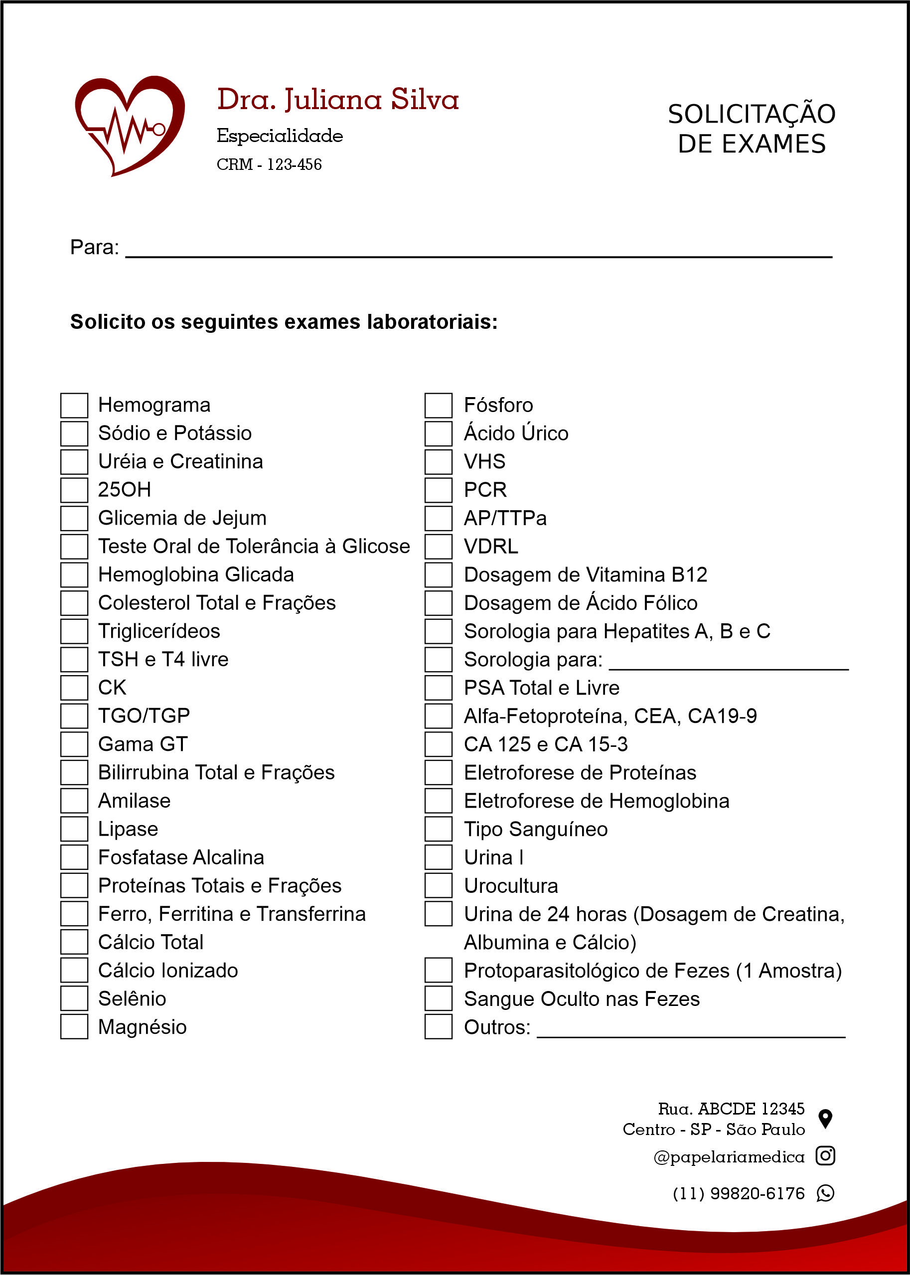Solicitação de Exames Cardiologista Wessem