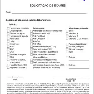Solicitação de Exames Odontológico Marselha