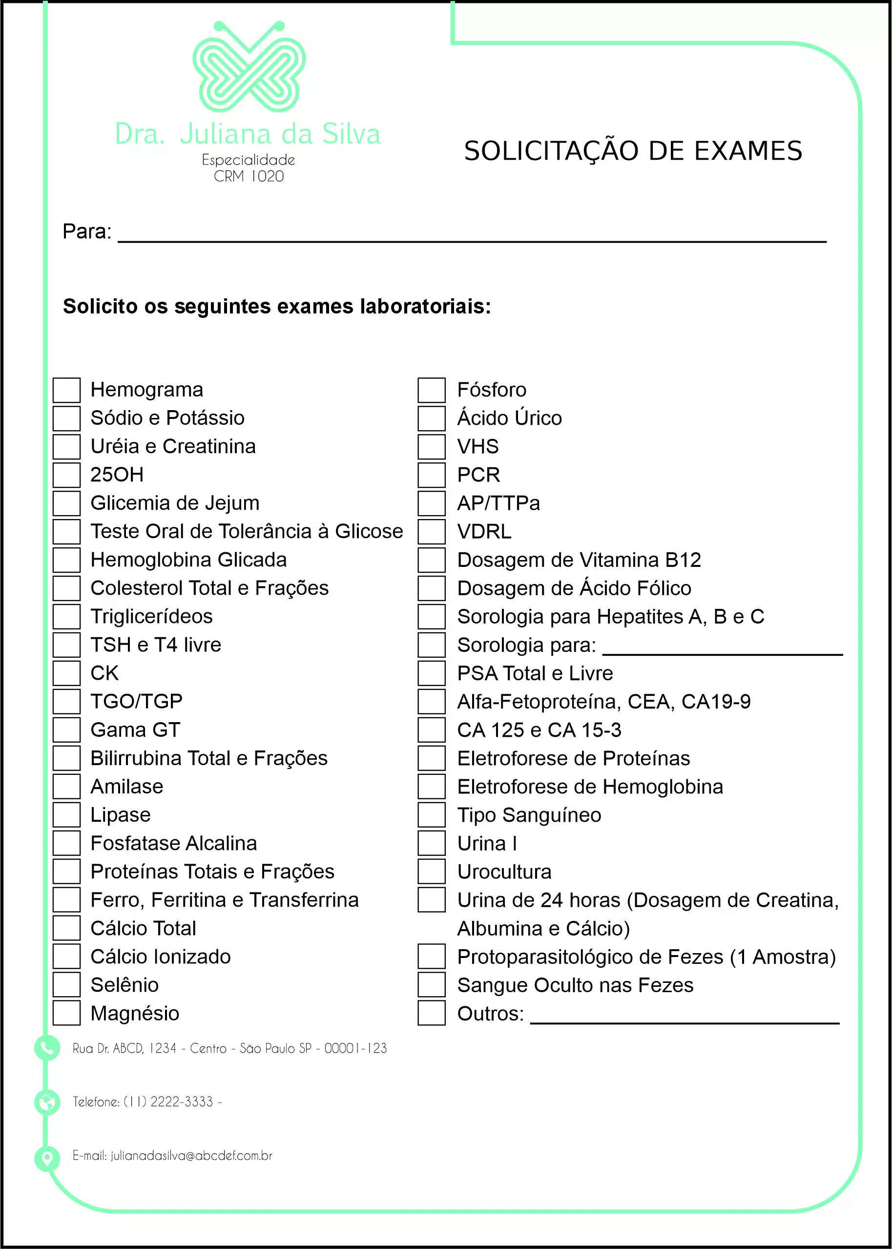 Solicitação de Exames Endocrinologia Vancouver
