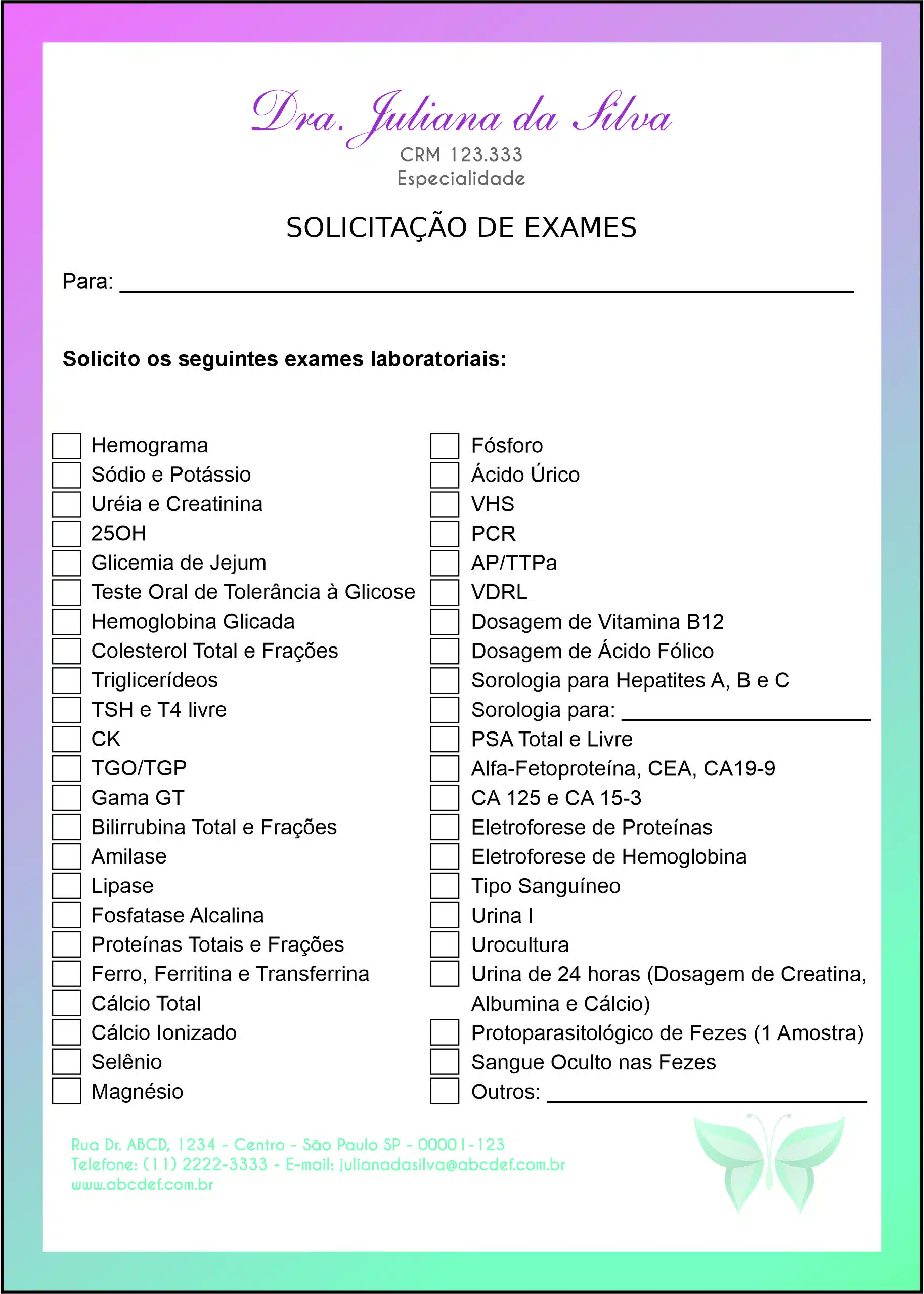 Solicitação de Exames Endocrinologia Victoria