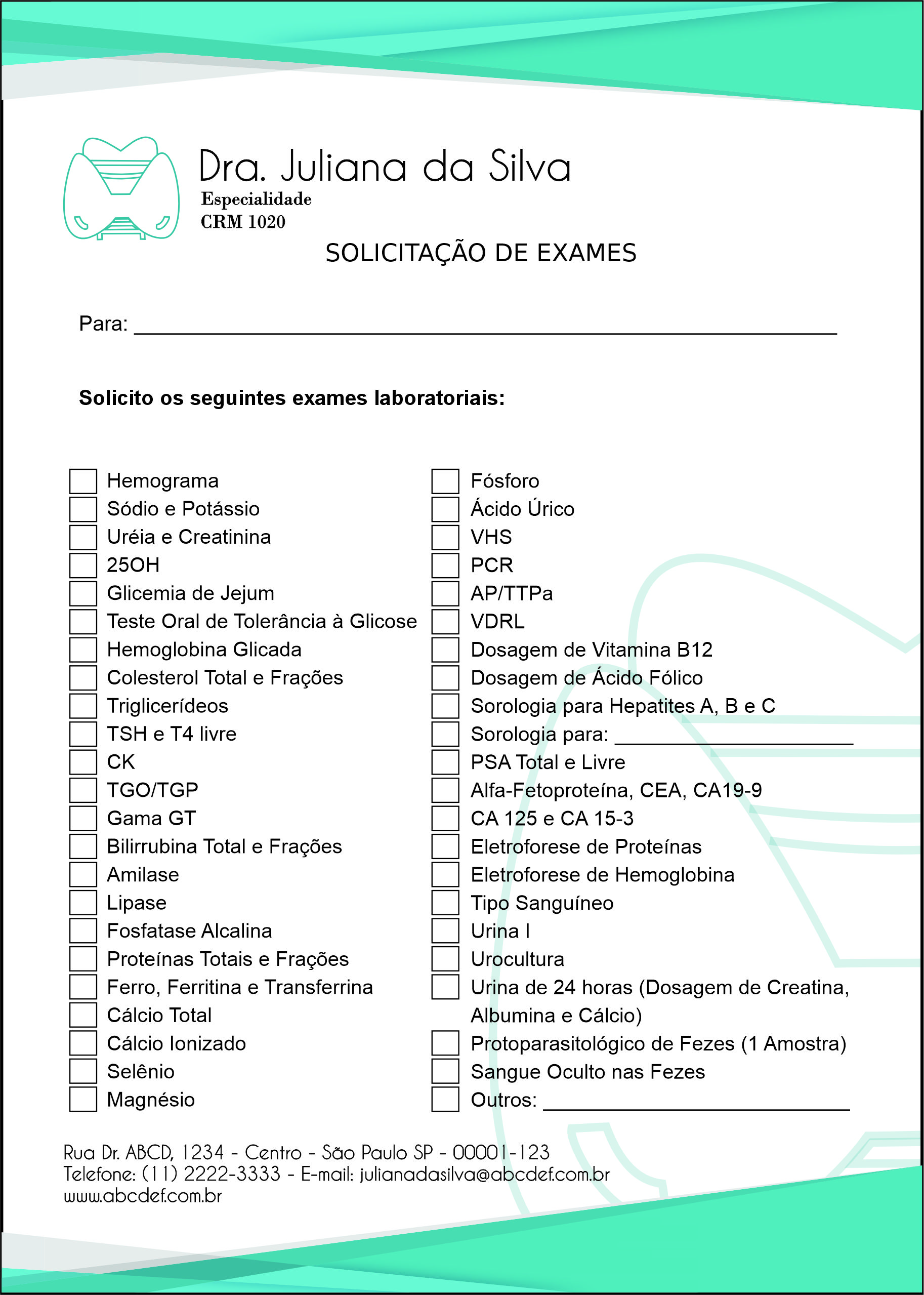 Solicitação de Exames Endocrinologista Montreal