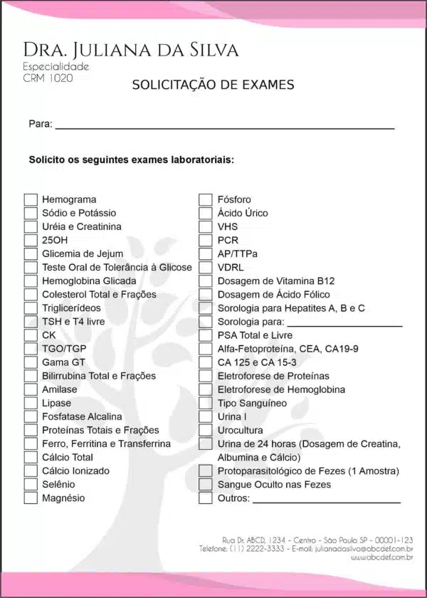 Solicitação de Exames Geriatria Carmânia Solicitação de Exames Geriatria Carmânia