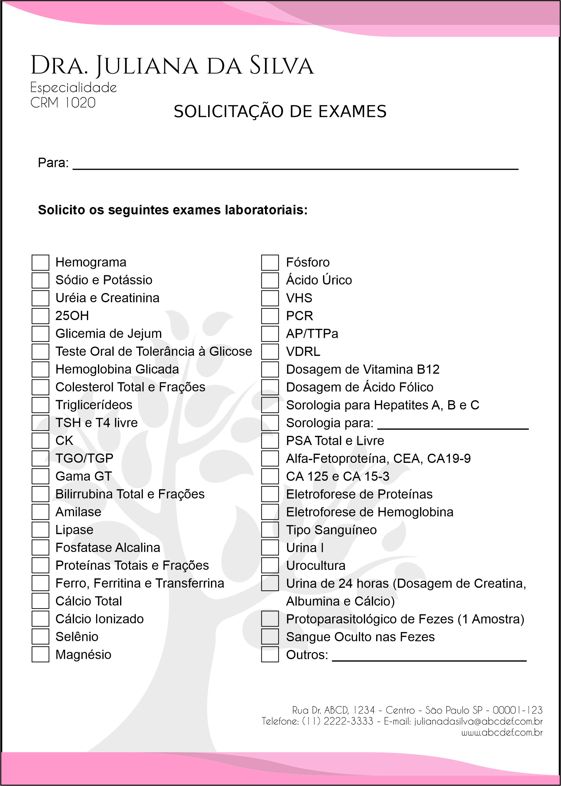 Solicitação de Exames Geriatria Carmânia