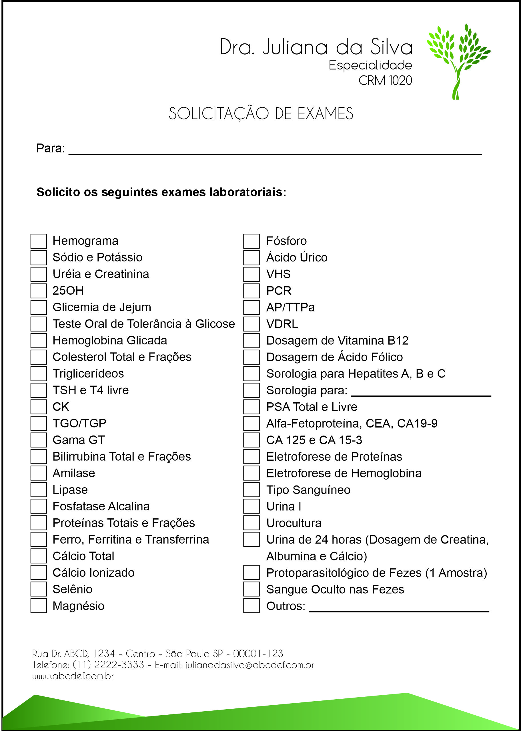 Solicitação de Exames Geriatria Amol