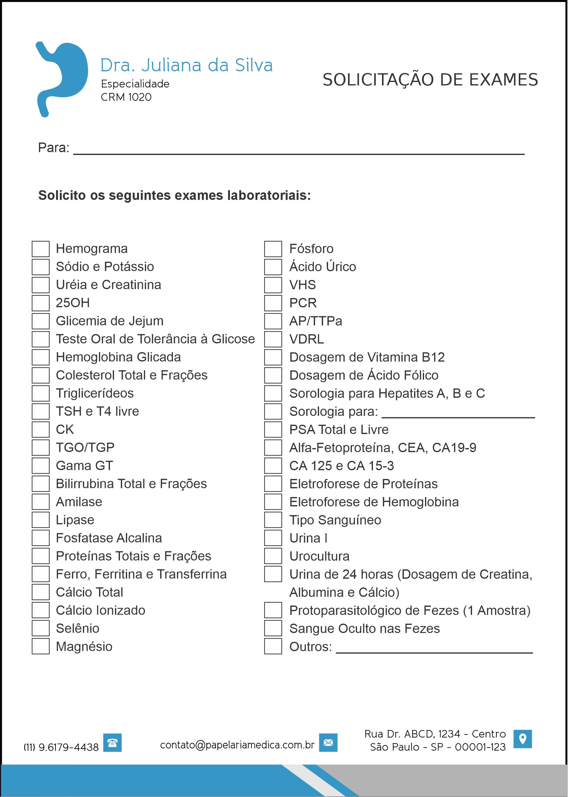 Solicitação de Exames Gastroenterologia Samara