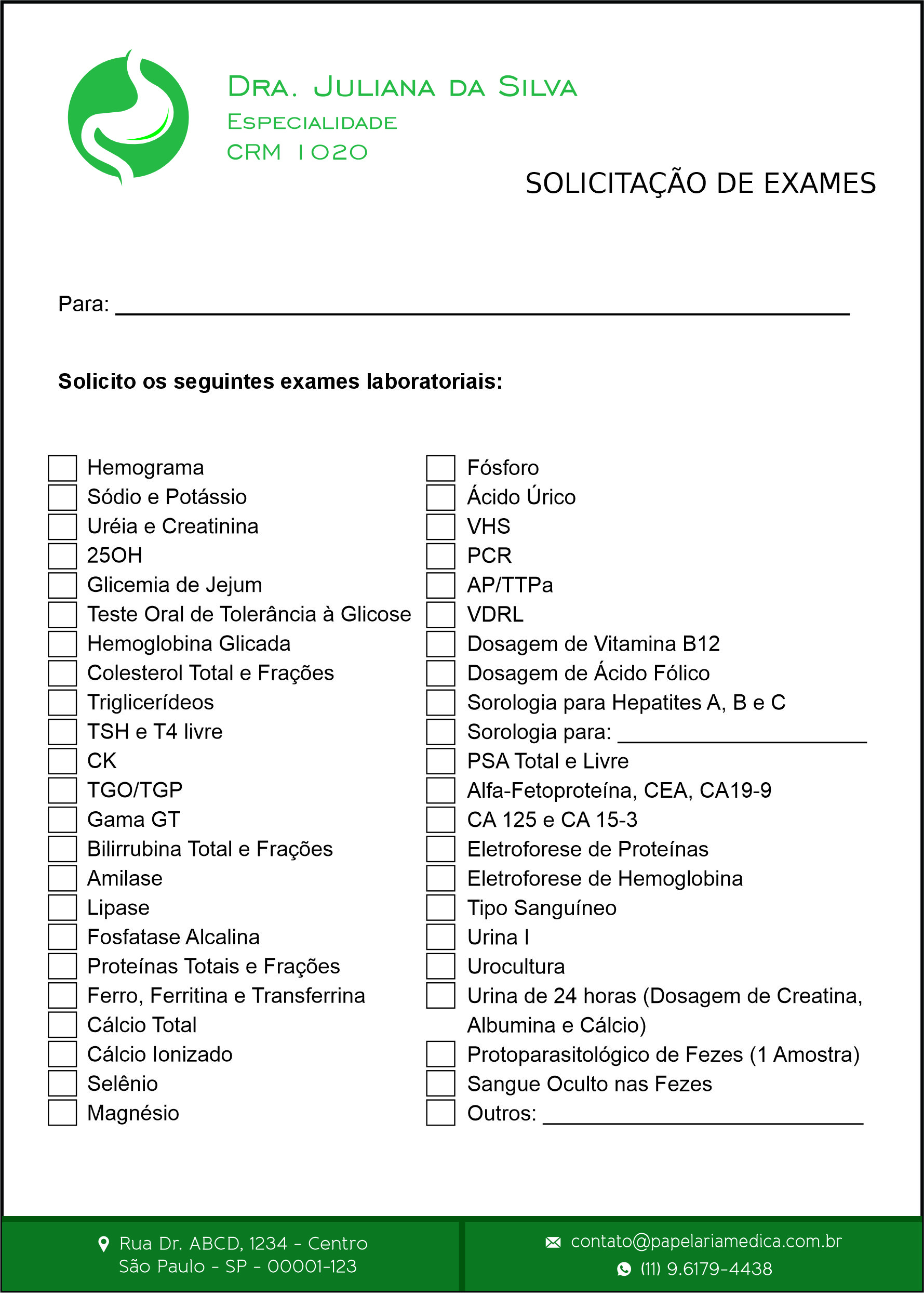 Solicitação de Exames Gastroenterologia Omsk