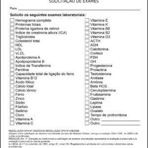 Solicitação de Exames Nutricionista Rosário