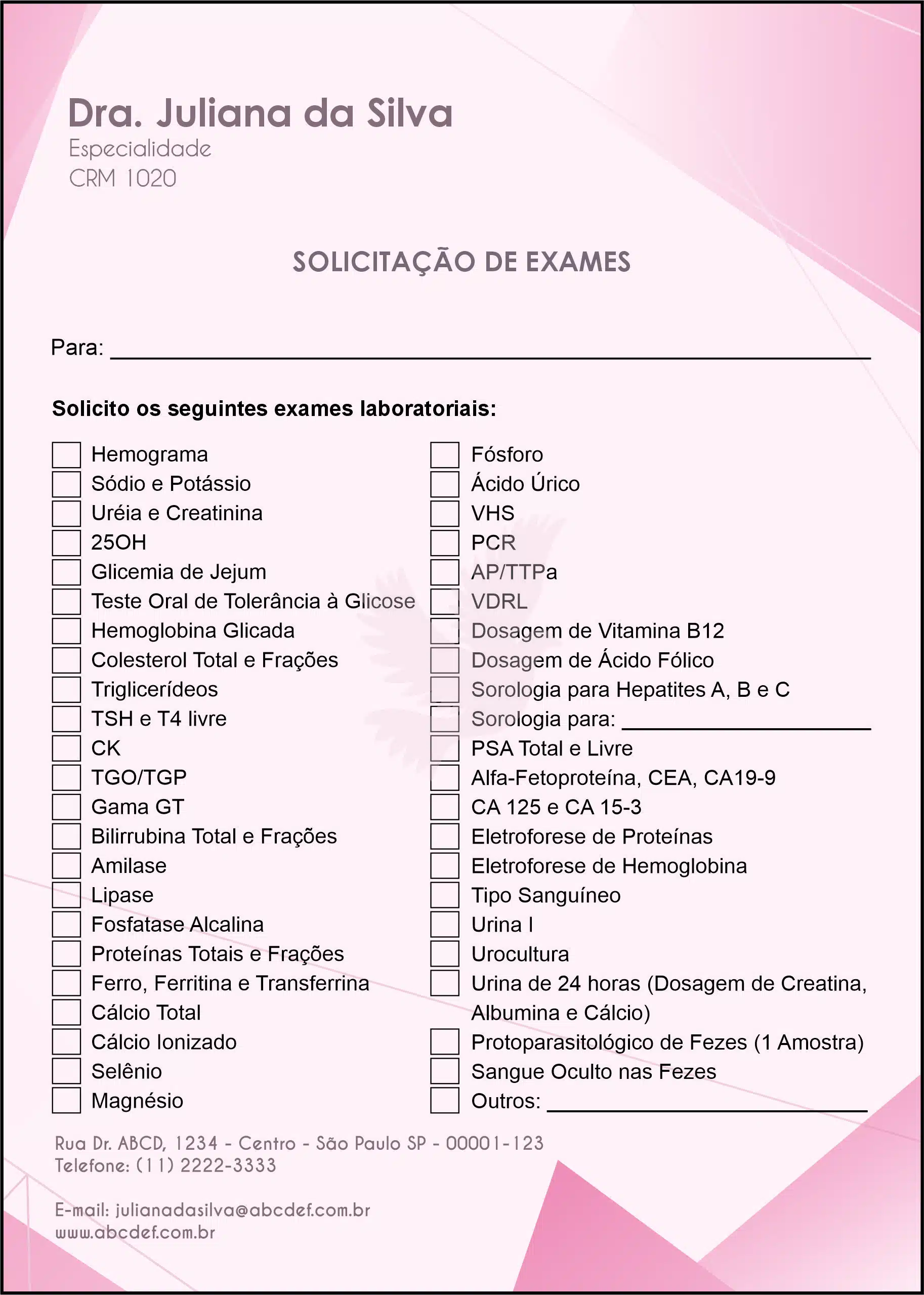 Solicitação de Exames Oncologia Tóquio