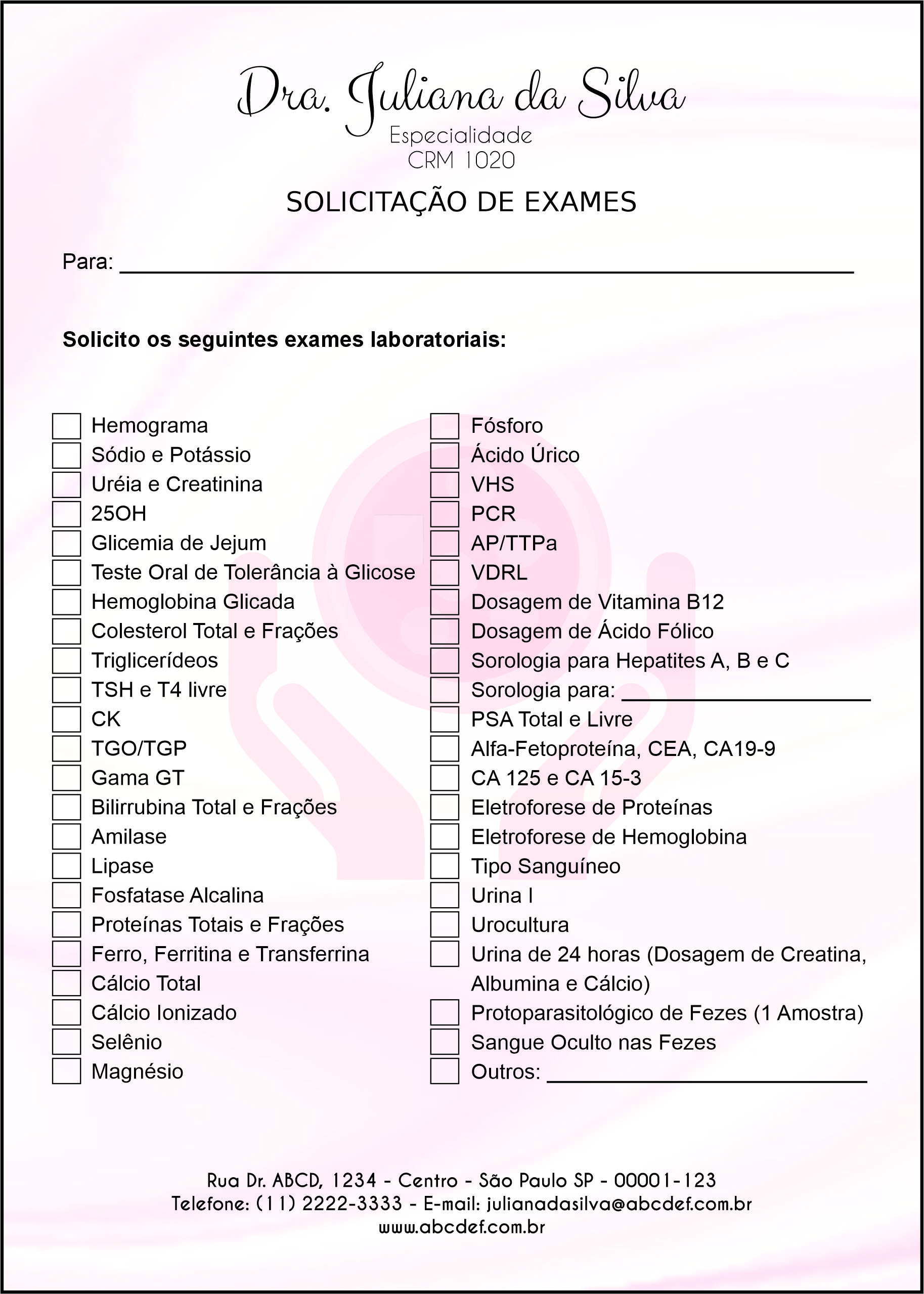 Solicitação de Exames Oncologia Yokohama