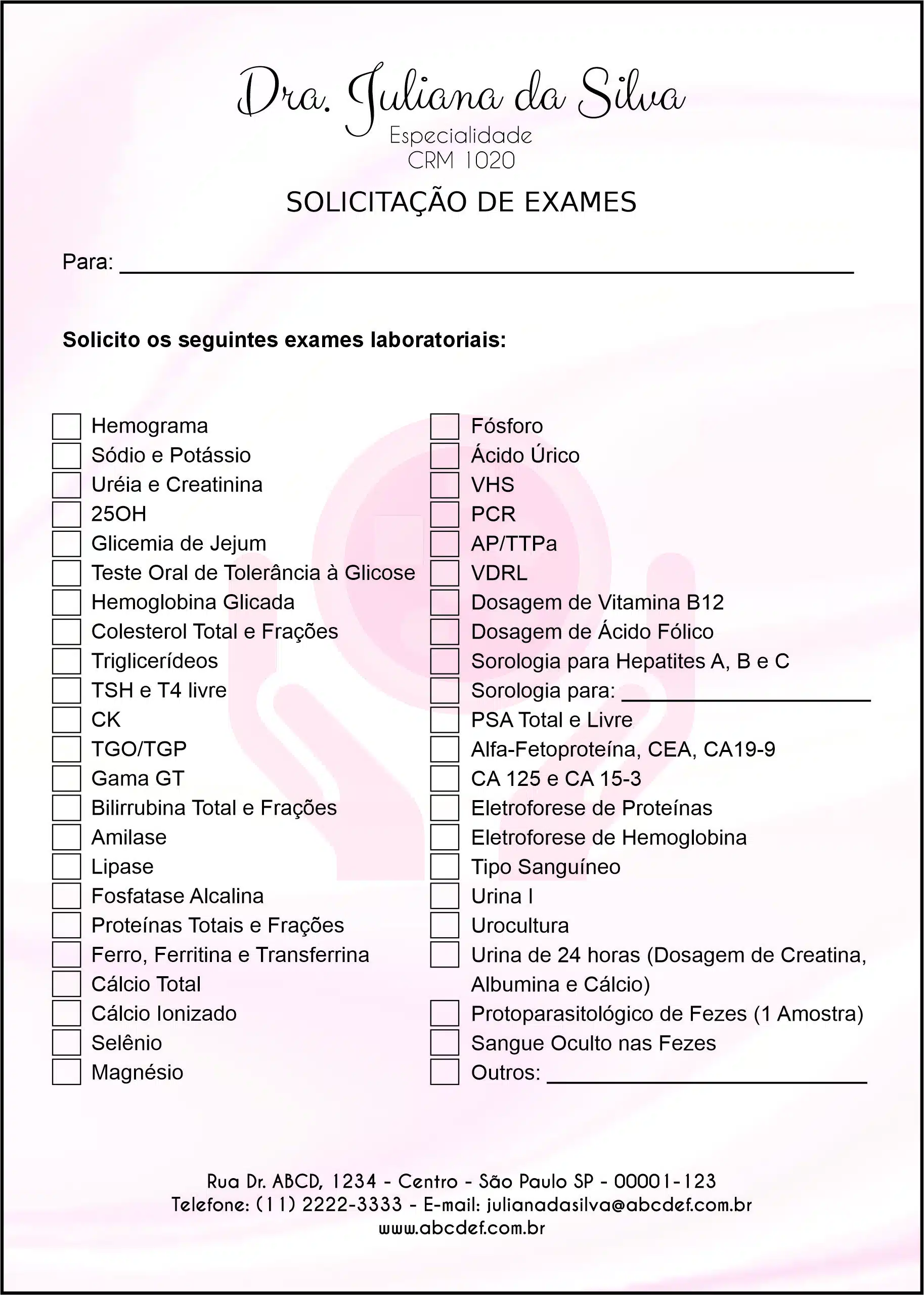 Solicitação de Exames Oncologia Yokohama