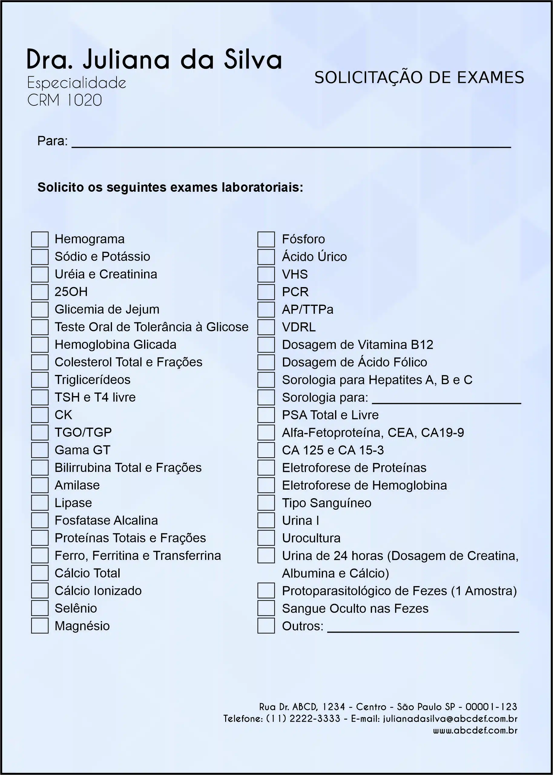 Solicitação de Exames Oncologia Kyoto