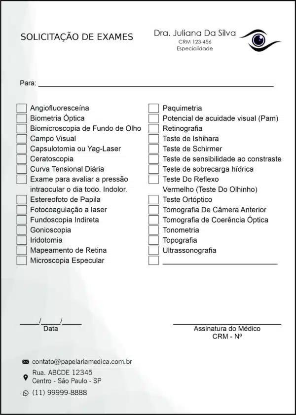Solicitação de Exames Oftalmologia Estocolmo Solicitação de Exames Oftalmologia Estocolmo