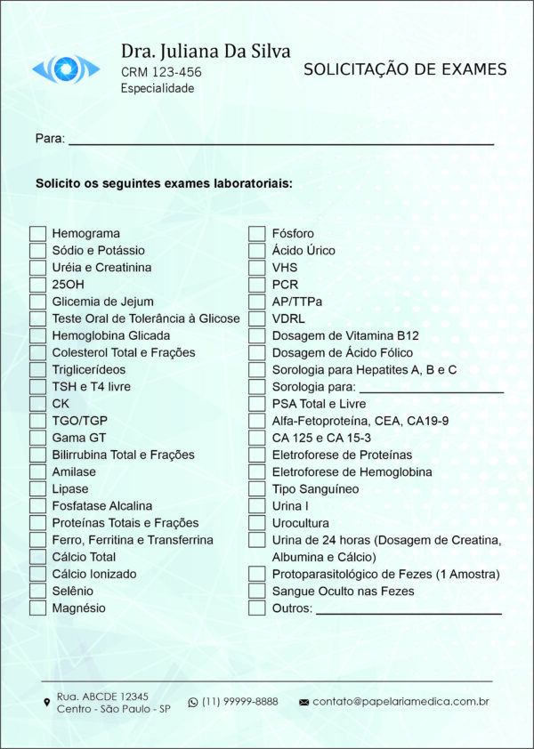 Solicitação de Exames Oftalmologia Gotemburgo Solicitação de Exames Oftalmologia Gotemburgo